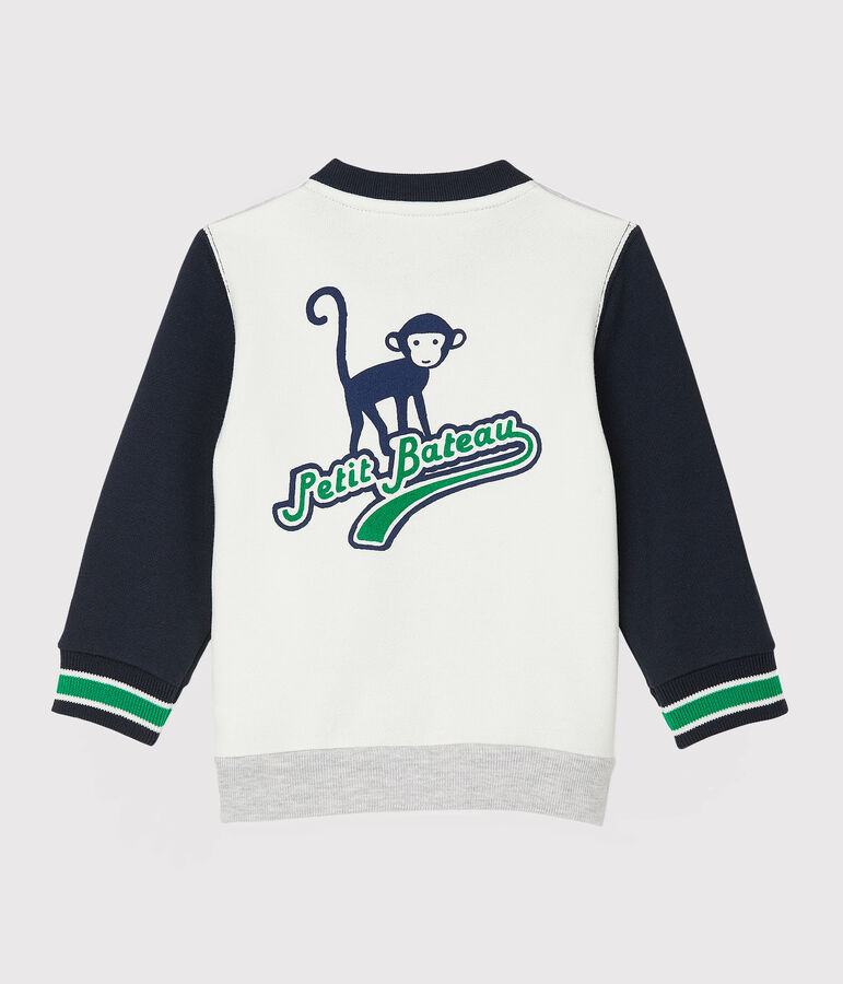 Cardigan b&eacute;b&eacute; gar&ccedil;on en molleton gris/multicouleur