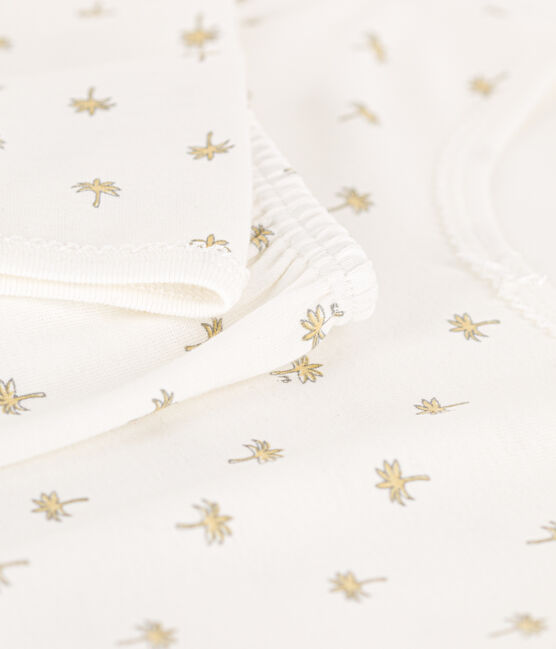 Pyjama palmiers en coton petite fille blanc MARSHMALLOW/blanc MULTICO