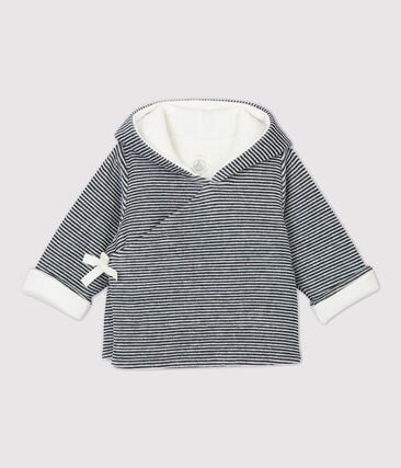 Veste rayée à capuche bébé en velours de coton biologique