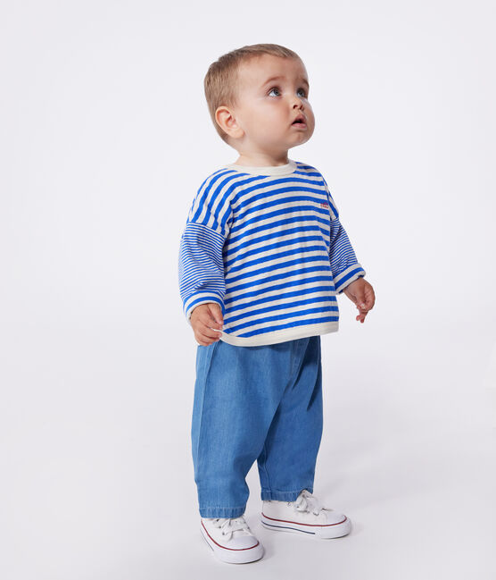 T-shirt bébé en coton à manches longues rayé PERSE/ AVALANCHE