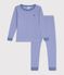 Pyjama tr&egrave;s ajust&eacute; enfant en coton &agrave; rayures bleu/blanc