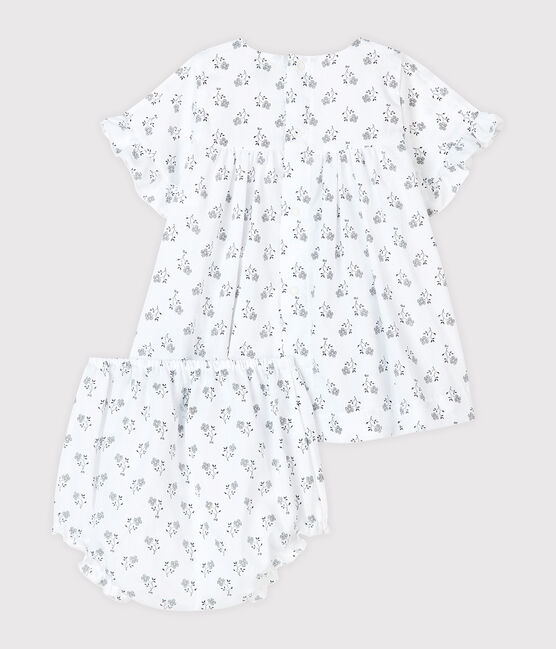 Robe avec bloomer à imprimé fleurs bébé fille en popeline blanc MARSHMALLOW/blanc MULTICO