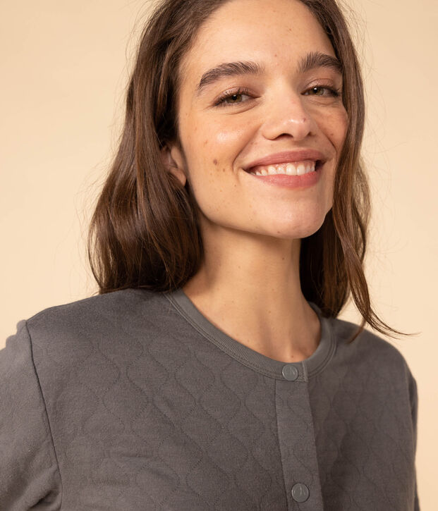 Cardigan &agrave; pressions en tubique femme vert