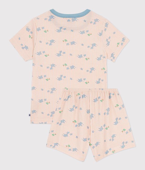 Pyjama short enfant en coton imprimé éléphants blanc MARSHMALLOW/blanc MULTICO