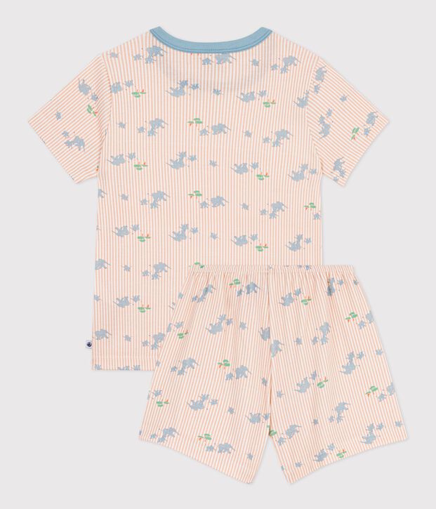 Pyjama short enfant en coton imprim&eacute; &eacute;l&eacute;phants blanc/multicouleur