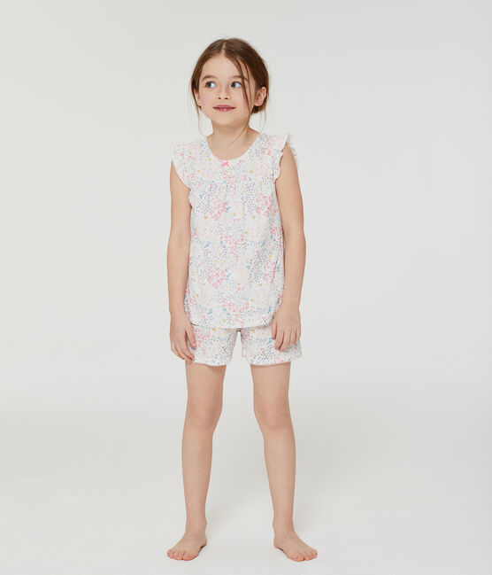 Pyjacourt petite fille en côte blanc MARSHMALLOW/blanc MULTICO