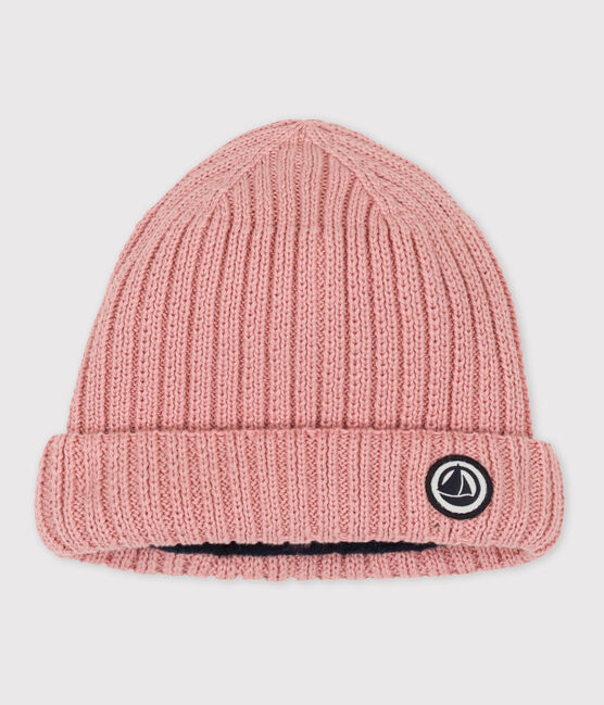 Bonnet bébé en tricot doublé en polaire recyclée rose SALINE