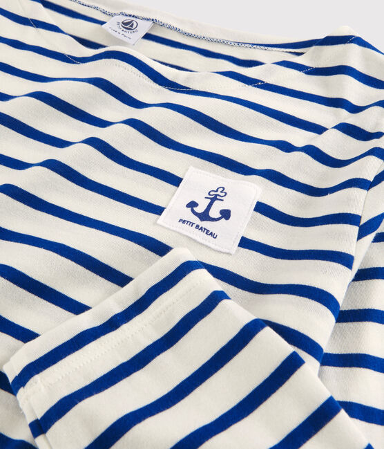 Marinière légère "Cœur" Femme blanc MARSHMALLOW/bleu SURF