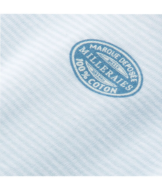 Body bébé garçon manches longues à milleraies bleu FRAICHEUR/blanc ECUME