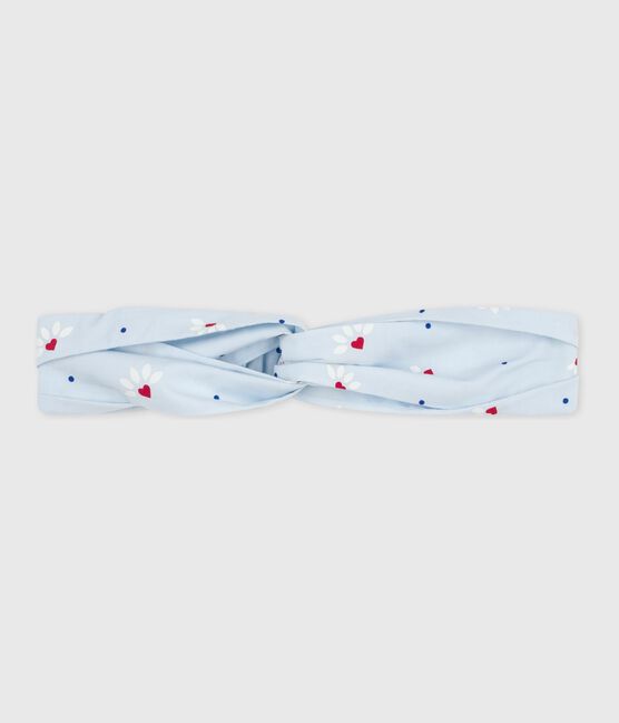 Bandeau enfant en popeline imprimé fleurs bleu FRAICHEUR/blanc MULTICO