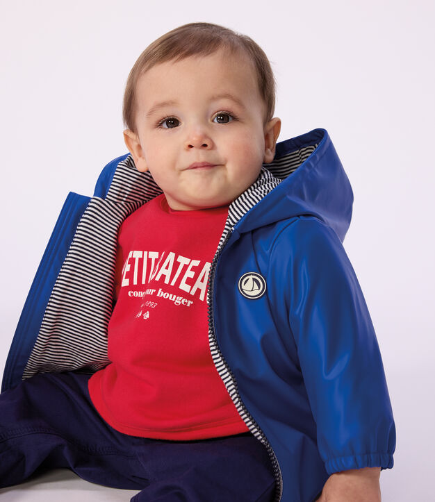 Blouson b&eacute;b&eacute; en PU uni bleu vif