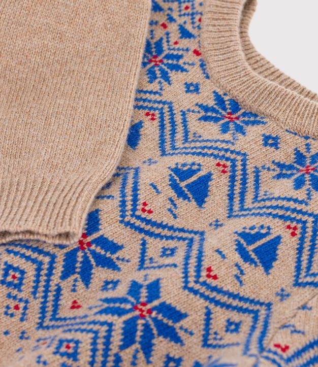 Pull jacquard enfant en laine et coton multicouleur/multicouleur
