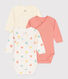 Lot de 3 bodies croisés manches longues en coton imprimé bébé