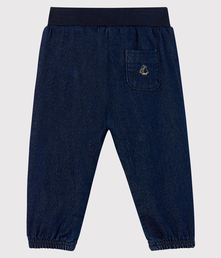 Pantalon maille effet denim b&eacute;b&eacute; fille bleu JEAN