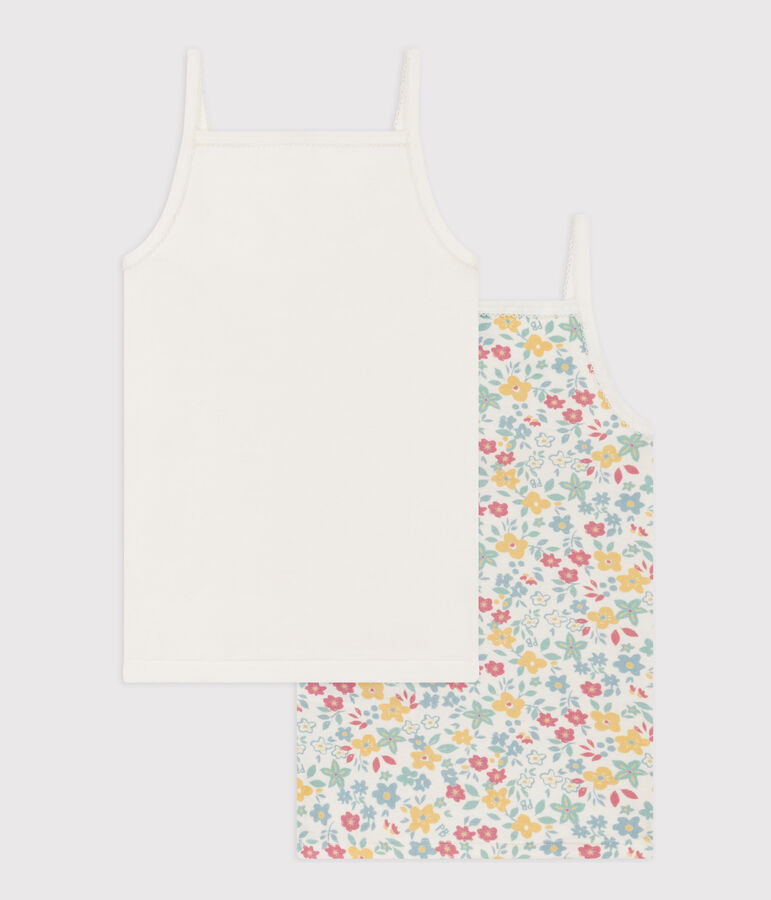 Lot de 2 chemises &agrave; bretelles fleurs en coton petite fille multicouleur