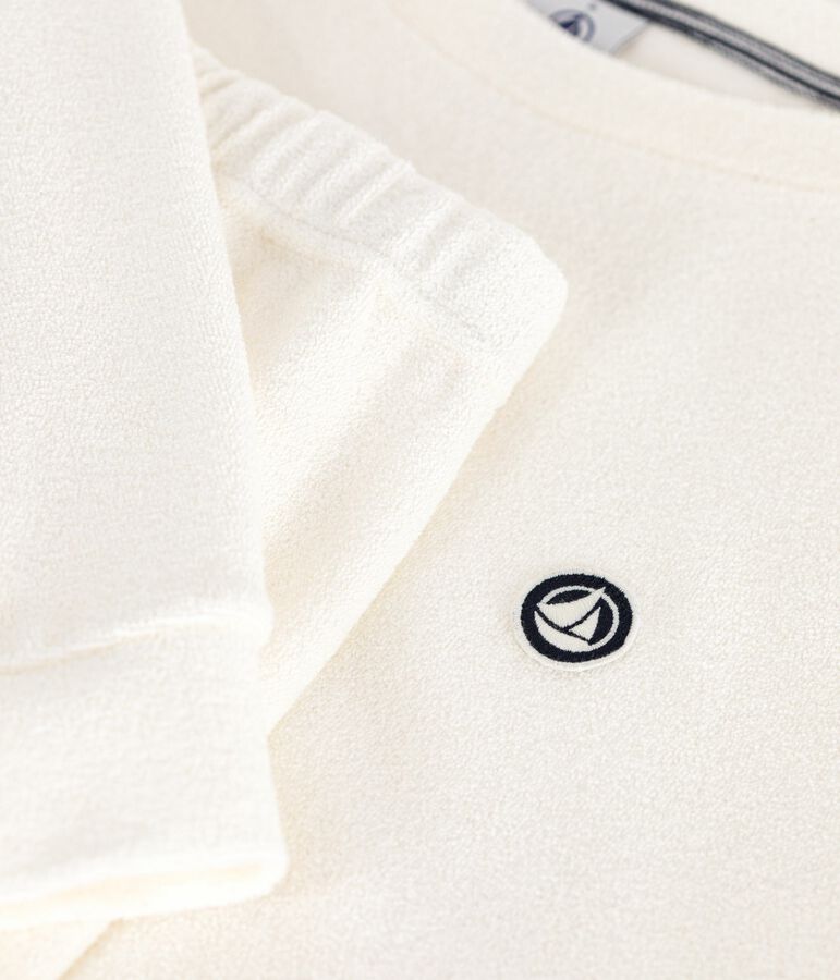 Pyjama femme en coton &eacute;ponge uni &eacute;cru MILK