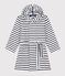 Peignoir rayé en éponge enfant blanc LAIT/bleu MEDIEVAL