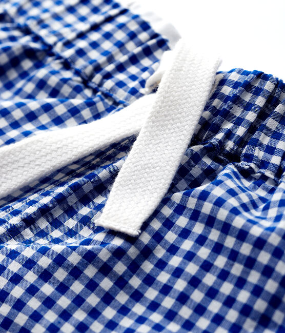 Short vichy en chaîne et trame bébé garçon bleu SURF/blanc MARSHMALLOW