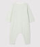Combinaison longue rayée en tubique bio bébé blanc MARSHMALLOW/ HERBIER