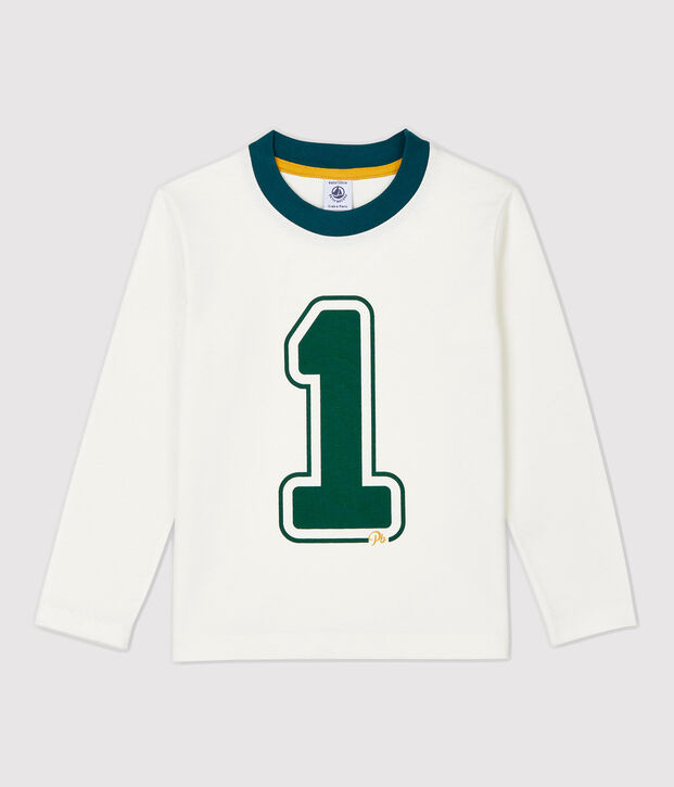 Tee-shirt manches longues en coton enfant gar&ccedil;on blanc