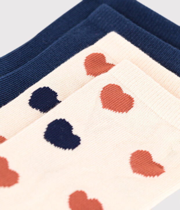 2 paires de chaussettes en coton imprim&eacute;es femme multicouleur