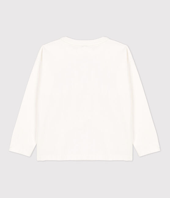 Tee-shirt manches longues en coton enfant fille blanc MARSHMALLOW