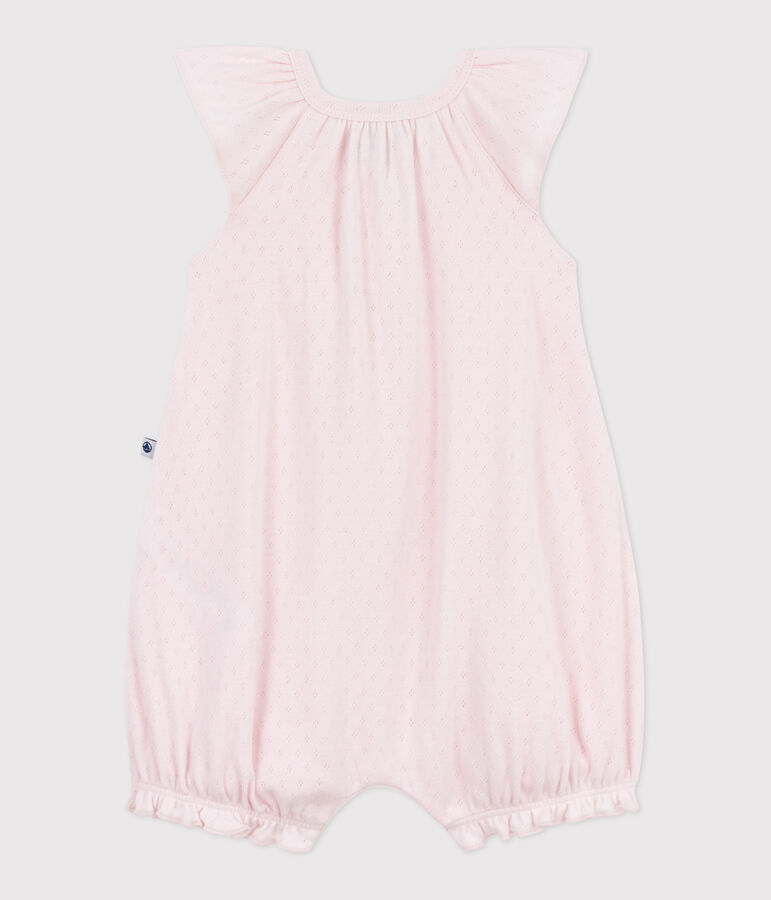 Combinaison courte b&eacute;b&eacute; en coton uni rose FLEUR