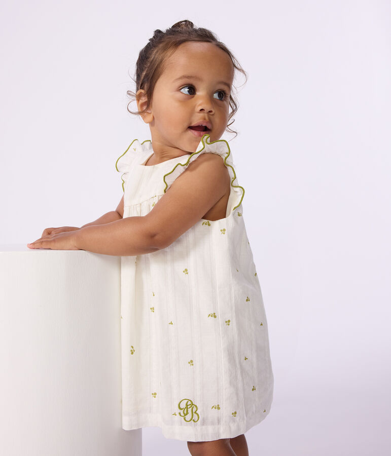 Robe b&eacute;b&eacute; en coton sans manches imprim&eacute;e fleurs vert/vert