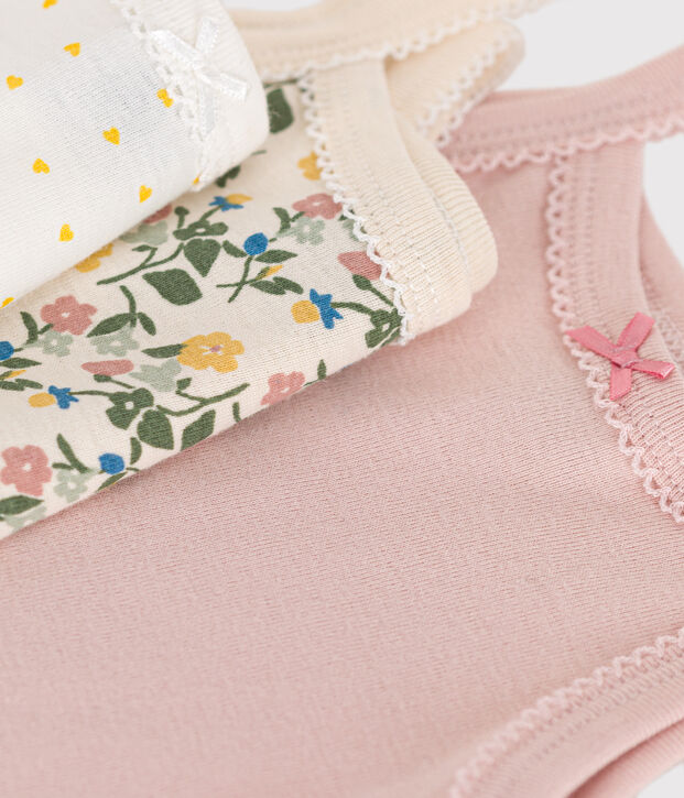 Lot de 3 bodies bretelles fleurs en coton b&eacute;b&eacute; multicouleur