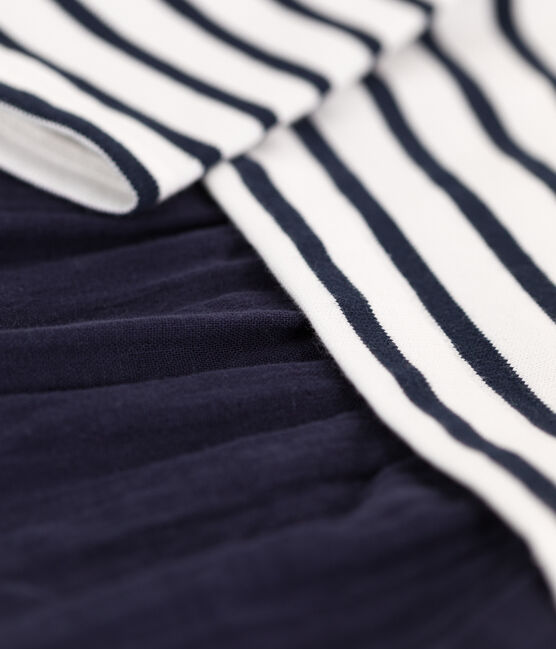 Robe manches longues bébé bimatière bleu SMOKING/blanc MARSHMALLOW