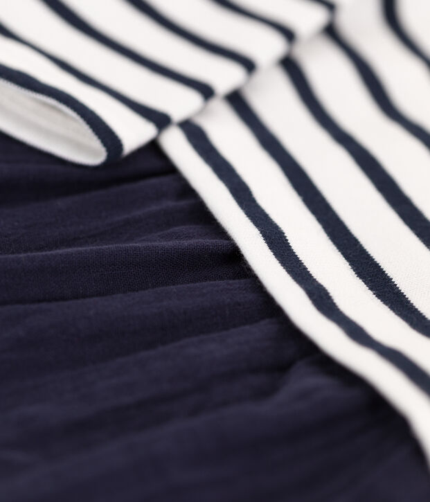 Robe manches longues b&eacute;b&eacute; bimati&egrave;re bleu/blanc