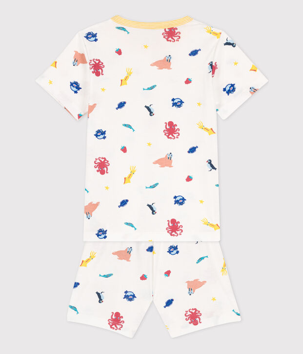 Pyjacourt phosphorescent en coton enfant blanc/multicouleur