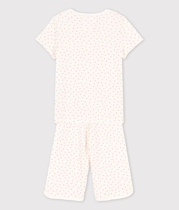 Pyjama petits c&oelig;urs petite fille en coton blanc/rose