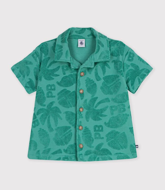 Chemise enfant en coton &agrave; manches courtes vert