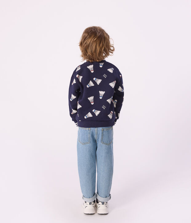 Sweatshirt enfant en coton imprim&eacute; bleu/multicouleur
