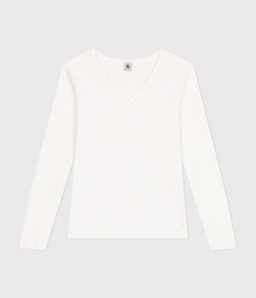 Tee-shirt l'Iconique manches longues col V en côte unie femme