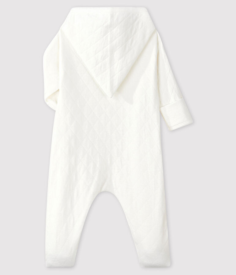Combinaison longue b&eacute;b&eacute; en tubique matelass&eacute; blanc