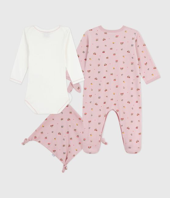 Lot cadeau bébé en velours imprimé fleuri variante 1