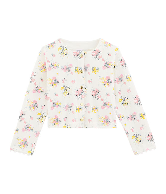 Cardigan enfant fille blanc MARSHMALLOW/blanc MULTICO