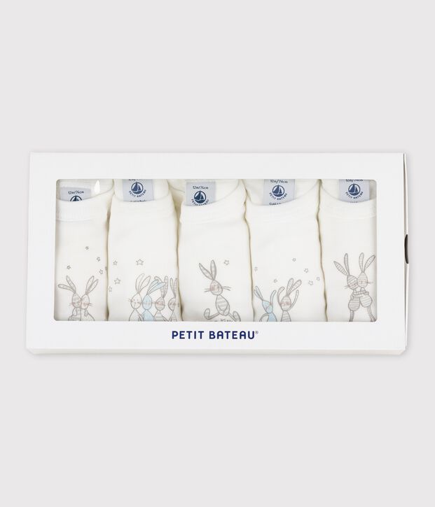 Lot de 5 bodies manches longues lapin b&eacute;b&eacute; en coton multicouleur