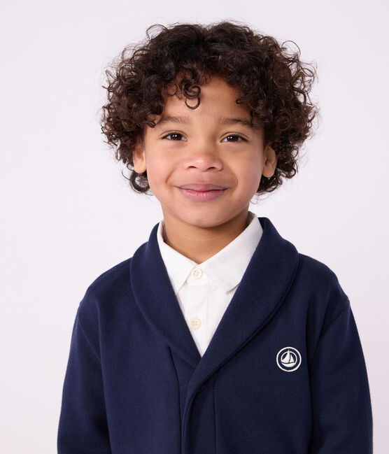 Cardigan enfant en coton uni bleu SMOKING