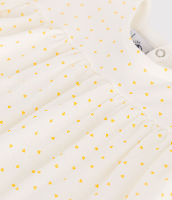 Blouse bébé en coton manches courtes, imprimée mini cœur blanc MARSHMALLOW/ ORGE