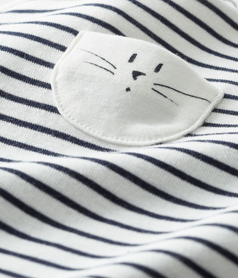 Salopette longue iconique b&eacute;b&eacute; mixte blanc/bleu