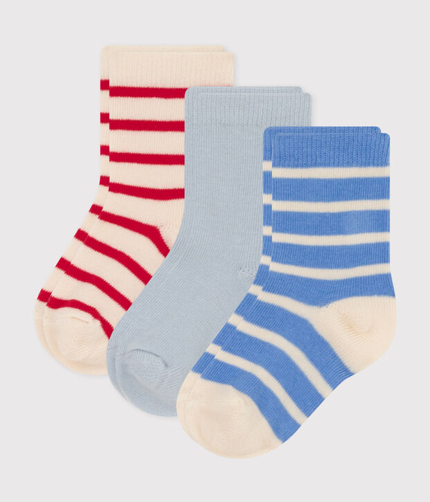 Lot de 3 paires de chaussettes rayures en jersey de coton b&eacute;b&eacute; multicouleur