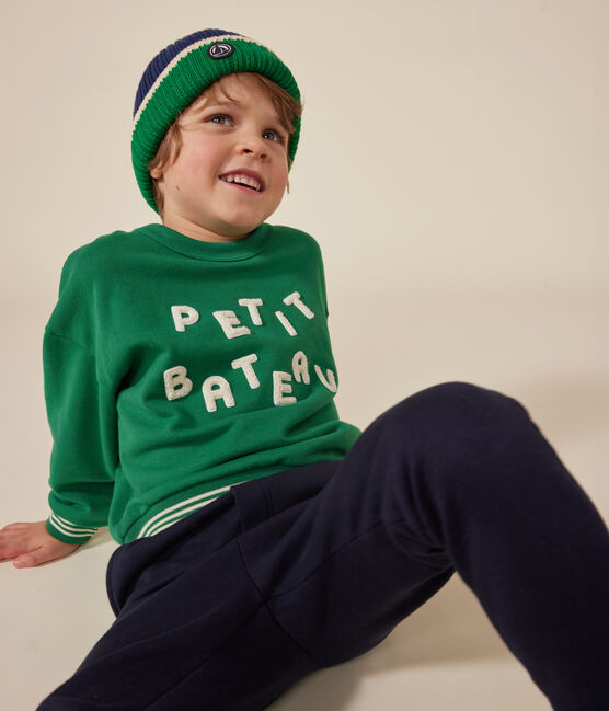 Sweatshirt en molleton enfant fille / garçon vert JARDIN