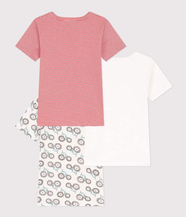 Lot de 3 tee shirts manches courtes tracteur en coton petit gar&ccedil;on multicouleur