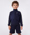 Sweatshirt zippé col montant enfant en coton uni bleu SMOKING