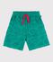 Bermuda short enfant en coton uni imprim&eacute; vert