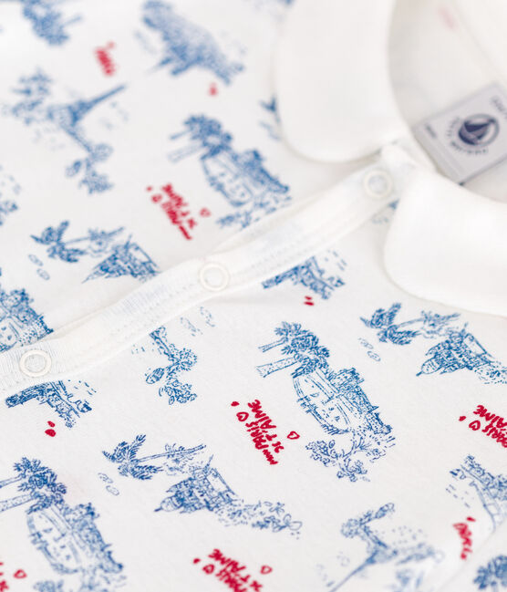 Combinaison courte bébé en coton à col imprimé Paris blanc MARSHMALLOW/blanc MULTICO