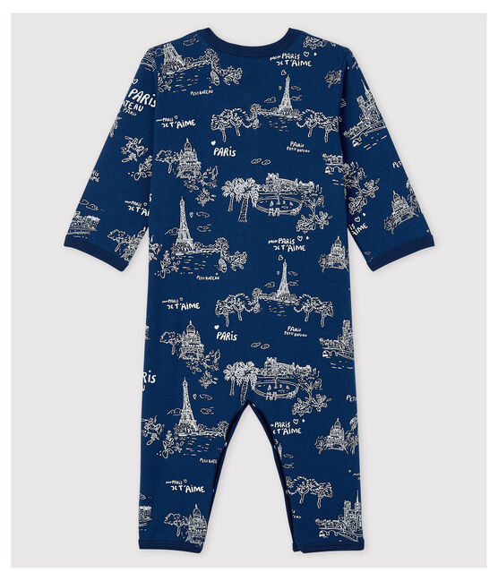 Dors-bien sans pieds toile de Jouy Paris bébé en coton bleu MEDIEVAL/blanc ECUME